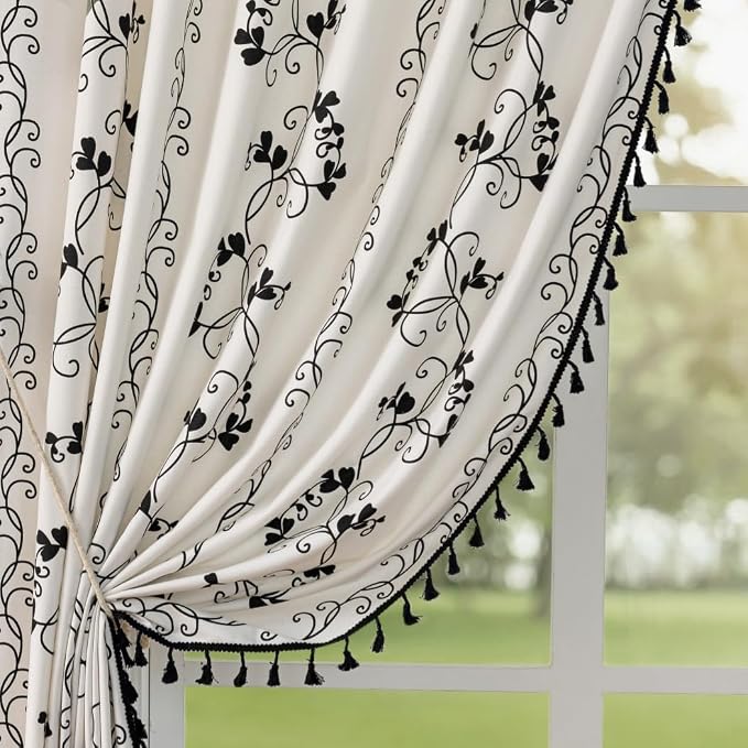 F-CHU Bohemian Floral Curtains 63 Long Patterned Curtain by F-CHU