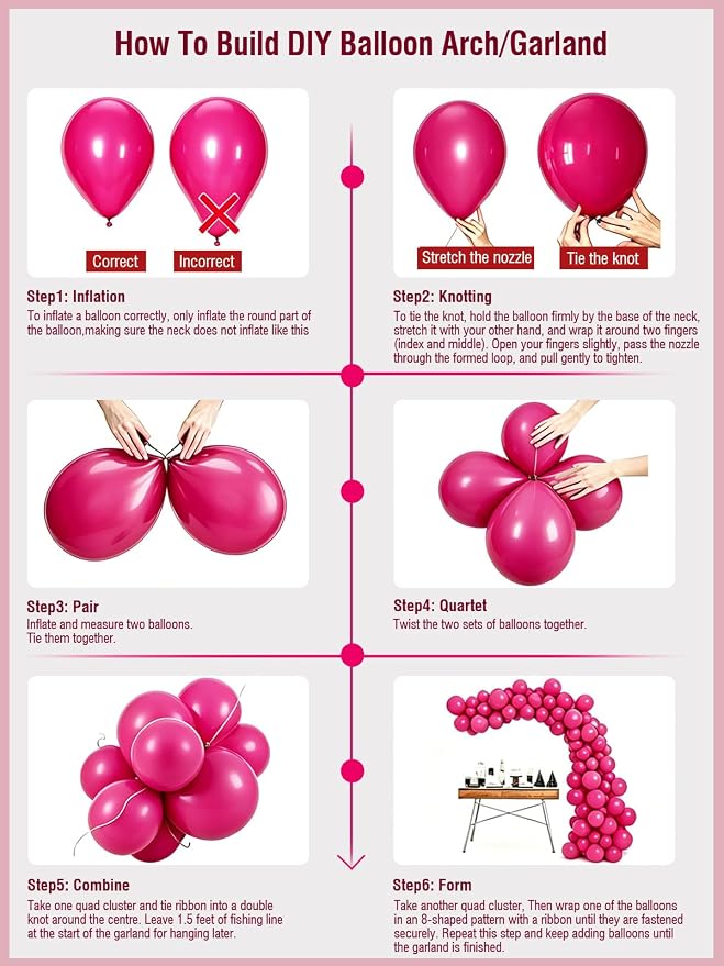 CVPARTON Pink Balloons 12 Inch 55 Pcs Metallic Pink Balloons light Hot Pink - Image 7