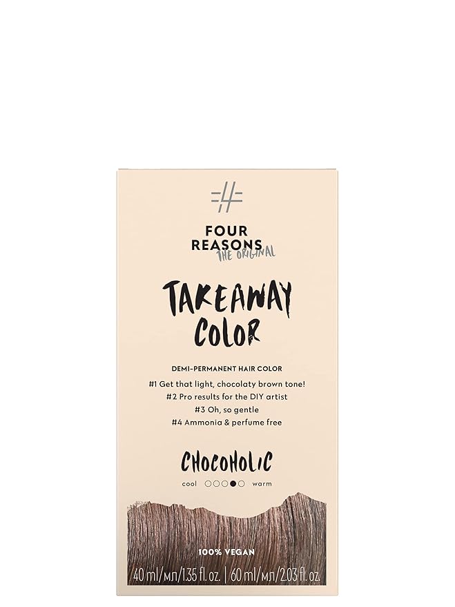 Four Reasons Original Takeaway Color - Chocoholic – 6.35 Warm Brown - Demi-Permanent Hair Color - Ammonia-Free and Fragrance-Free Hair Dye - 100% Vegan & Cruelty Free