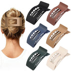 French Flat Hair Clips for Women 6pcs Hair Claw Clips for Thick or Thin Hair Matte Claw Clips for Girls Barrettes Non-Slip Strong Hold Hair Accessories for Women (Dark Colorful)