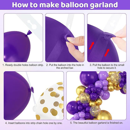Amandir 153pcs Purple and Gold Balloons Arch Garland Kit, Different Sizes 18 12 - Image 3