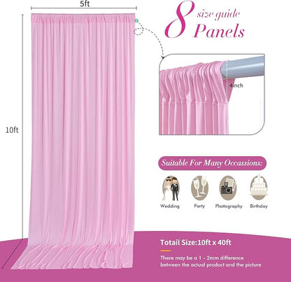 40 ft x 10 ft Wrinkle Free Baby Pink Backdrop Curtain - Image 5