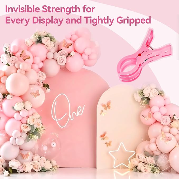EMART 10 Pack Balloon Arch Clips Plastic Pink Large Towel Clips 3.5 Inch Heavy - Image 2