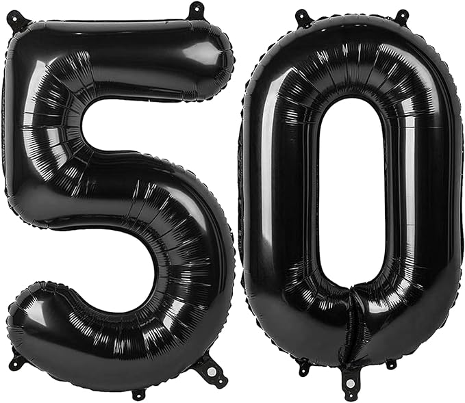 Black Number 50 Balloon 40 Inch, 50th Birthday Party Decorations Men Women | by IWERP