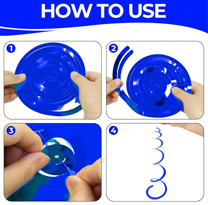 24 PCS Blue Hanging Swirl, Sparkle Ceiling Hanging Decorations, Plastic - Image 7
