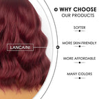 Short Bob Wigs with Bangs for Women Loose Wavy Wig Curly Wavy Shoulder Length Bob Synthetic Cosplay Wig for Girl Colorful Costume Wigs (Auburn)
