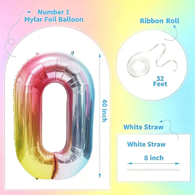 Rainbow Number Balloons Birthday Balloons - Image 2