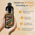 Black Hair Dye Shampoo for 100% Gray Coverage - 3-in-1 Root to Tip Coloring & Care, Instant Color Shampoo Hair Dye for Gray Hair for Women & Men, Color Treated Hair, Shampoo Para Pintar El Cabello