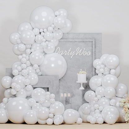 PartyWoo Pearl White Balloons 152pcs Metallic White Color 5 Inch | 18 12 10 5 by PartyWoo