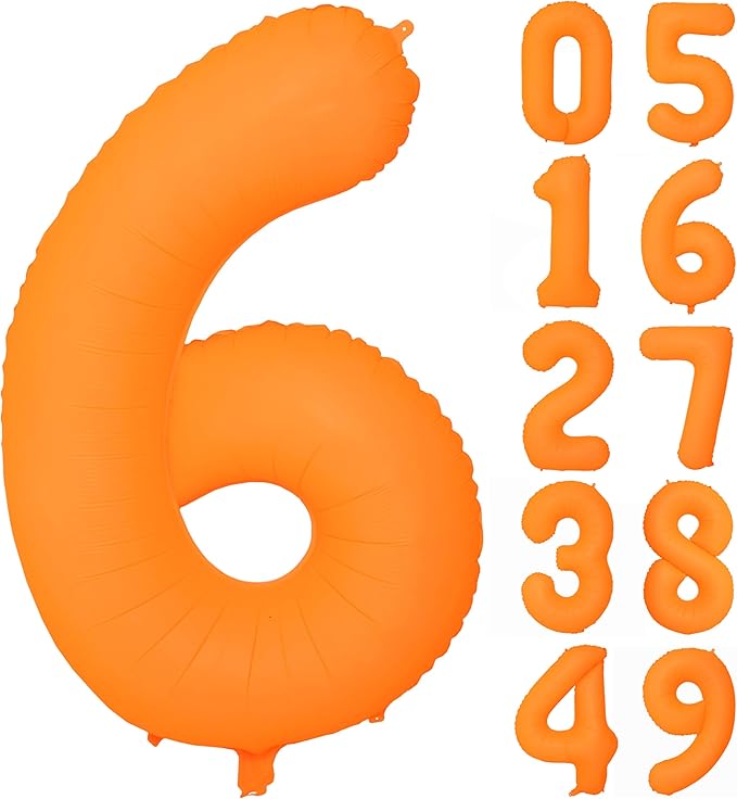 40 IN Orange Birthday Number 6 Balloon Fluorescent Orange Foil Balloon | by YOIOZAIZAI