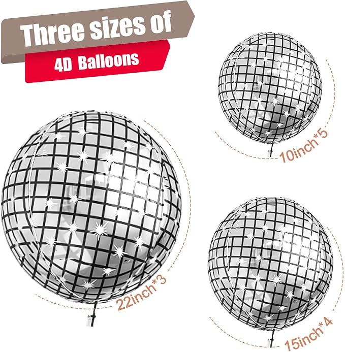 12Pcs Disco Ball Balloons, Metallic Silver Disco Balloon - Image 2