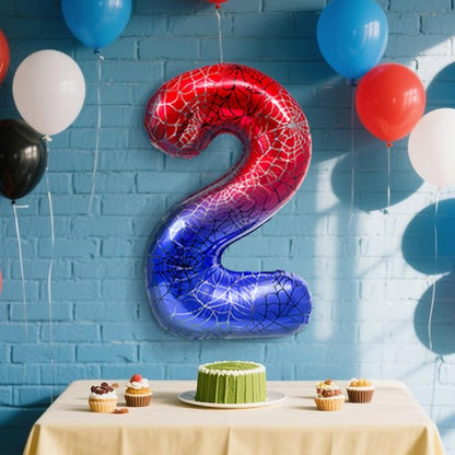 Spider Web 40Inch Foil Number Balloons Set 0-9 Includes Inflation Straws - Image 2