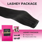 Lashey Seamless Clip in Hair Extensions Human Hair Extensions, 200g 9pcs Straight Natural Black Fuller Real Human Hair Clip in Extensions 22 Inch