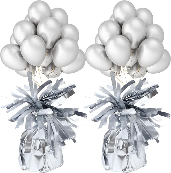 2 Pcs Balloon Weights Silver Metallic Anchor Balloon Holder by Unknown