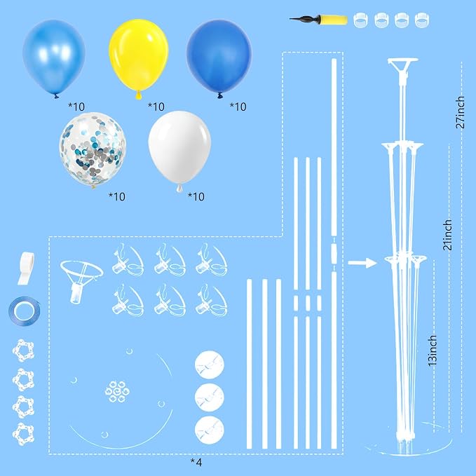 4 Sets Yellow and Blue Balloons Stand Kit - Image 2