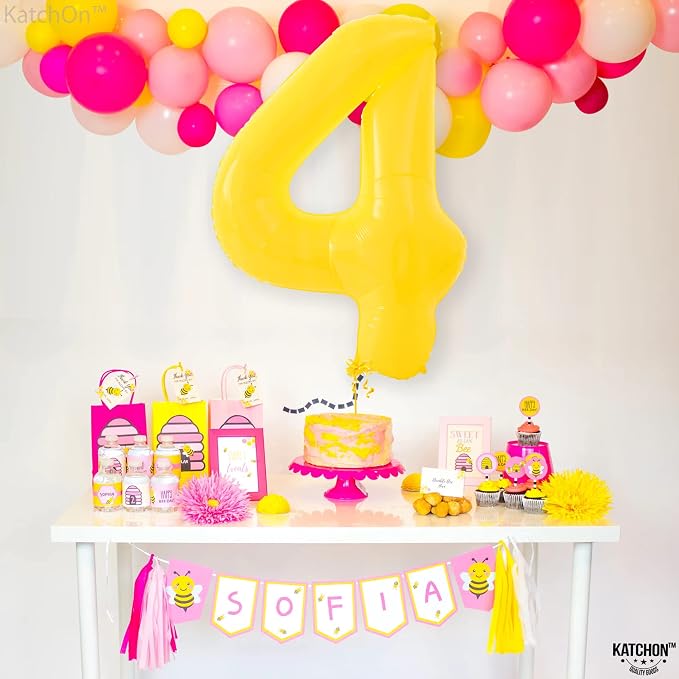 KatchOn Yellow Number 4 Balloons 40 Inch, 4th Birthday Decorations - Image 8