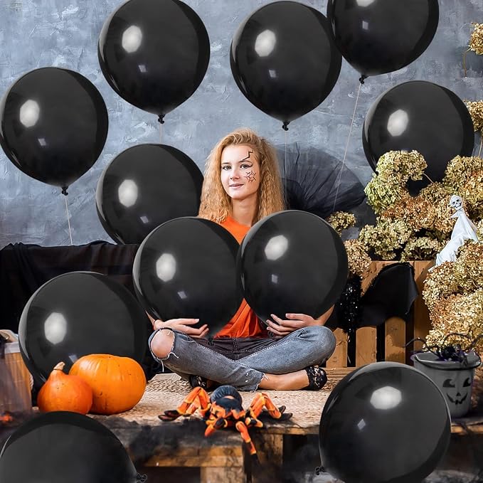 GuassLee 24pcs Black Balloons Clearance 18 Inch Big Black Latex Balloons Large - Image 2