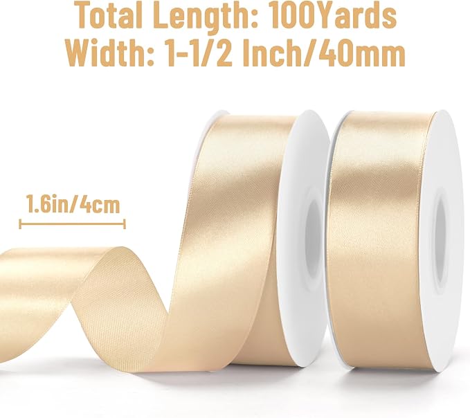 KINGLAKE Champagne Gold Satin Ribbon - Image 2