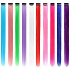 Colored Hair Extensions, Clip in, 22 Inch Long Straight, 10 Pieces Colorful Set, for Kids Girls Women Highlights Party, Synthetic