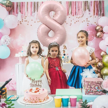 Pastel Pink 8 Balloons, Self Inflating Digit 8 Balloons - Image 3