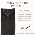 GOO GOO Clip in Hair Extensions Real Human Hair, Remy Human Hair Extensions Clip ins for Women, Natural Human Hair, 22inch 170g 7Pcs, #2 Dark Brown