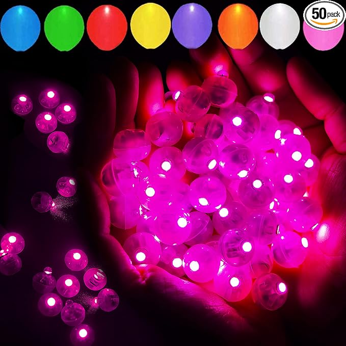 50pcs Pink LED Balloon Light, Mini Tiny Light Round Led Ball Lamp by Aogist
