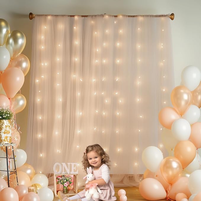 10x10ft Champagne Tulle Backdrop Curtain - Image 3