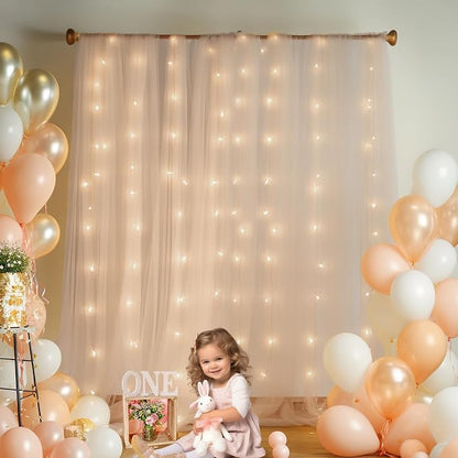 10x10ft Champagne Tulle Backdrop Curtain - Image 3