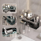 Hair Dryer Holder, Blow Dryer Organizer, Hair Dryer Holder Wall Mounted with Shelf for Bathroom, Salon, Bedroom Organizers & Storage(Matte Grey)