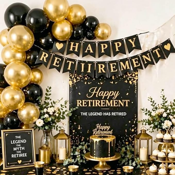 Black and Gold Party Balloons - Image 5
