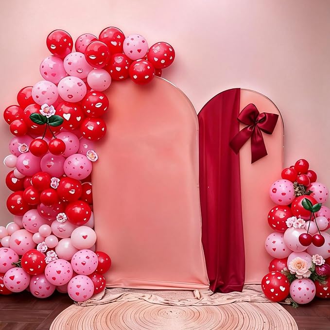 Red Pink Printed Balloons, Light Pink and Red Lip Kiss Cherry Printing Balloons - Image 4