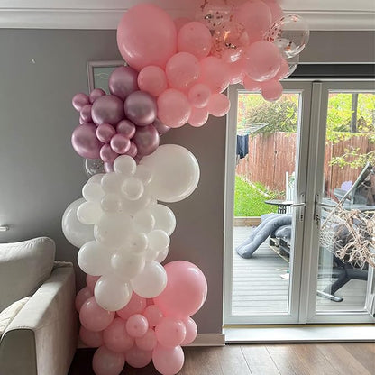 Pink and White Balloon Arch, Light Pink White Party Balloons Pastel Baby Pink - Image 4