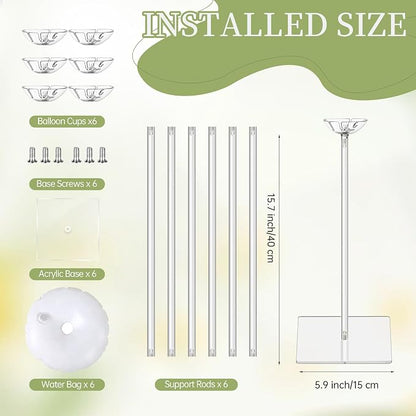 Aneco 6 Pieces Clear Acrylic Balloon Stand Set 15.7 Inches Height Balloon - Image 2