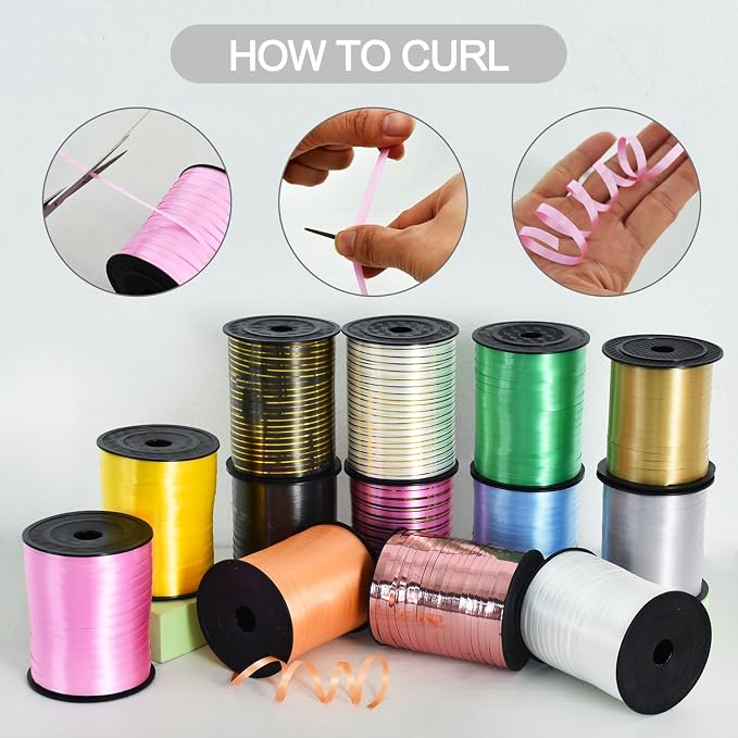TONIFUL Curling Ribbon-White Gold Balloon Curling Ribbons-250 Yards Balloon - Image 3