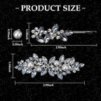 12 Pieces Rhinestone Hair Clips, Include 10 Pearl Mini Rhinestone Hair Pins, 2 Pieces Crystal Rhinestone Hair Clips Leaf Hair Pins Hair Accessories for Wedding, Party, Prom