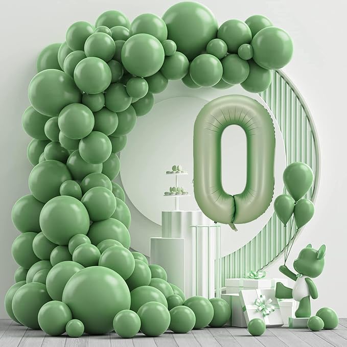 Number 0 Balloon, 40-Inch Sage Green Number Balloon | 40-inch foil balloon - Image 2