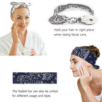 DRESHOW 6 Pack Wire Boho Headbands for Women with Rabbit Ears Bow Twist Headband Printed Vintage Wire Hair Holder