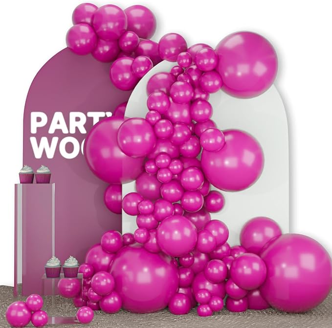 PartyWoo Hot Pink Balloons 140pcs Magenta Fuchsia Dark Pink Color | 18 12 10 5 by PartyWoo