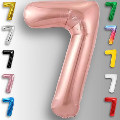 Rose Gold Number Balloon 7 Mylar Foil Macaron Balloons 16 inch - Image 2