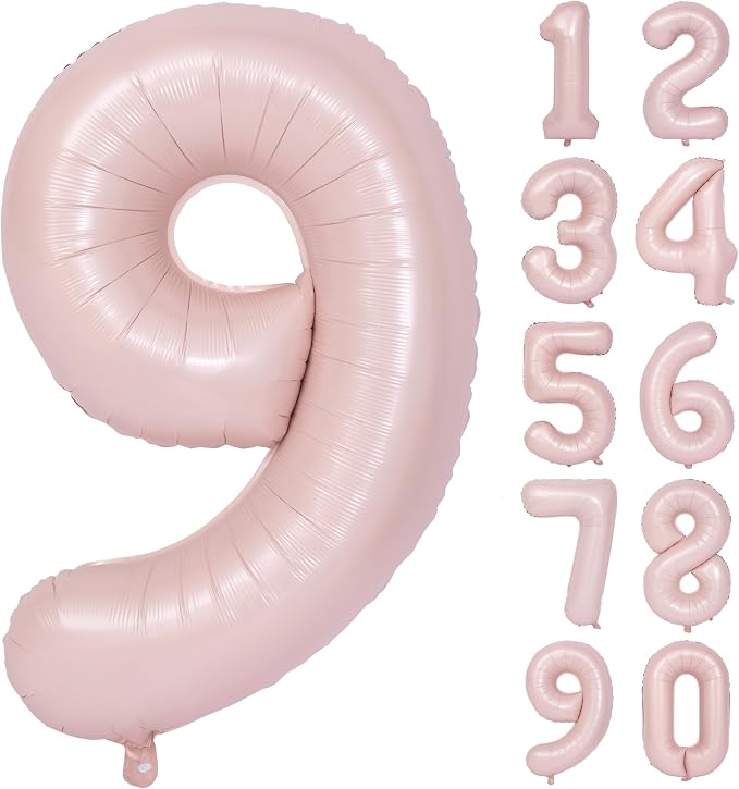 40 In Matte Pink Number Balloons Helium Foil Mylar Balloon Party Digital 9 | by Exquisitehighqualitypartydecorationstomeetyoureveryneed%EF%BC%81