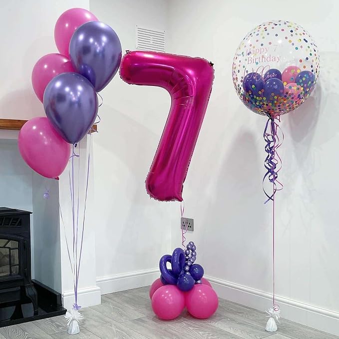 Hot Pink 17 Number Balloons, 40 Inch Giant Number 17 Balloons Foil Mylar Helium - Image 4
