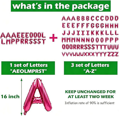 98 Pcs Hot Pink Letter Balloons, Custom 3 Set A-Z Set - Image 3
