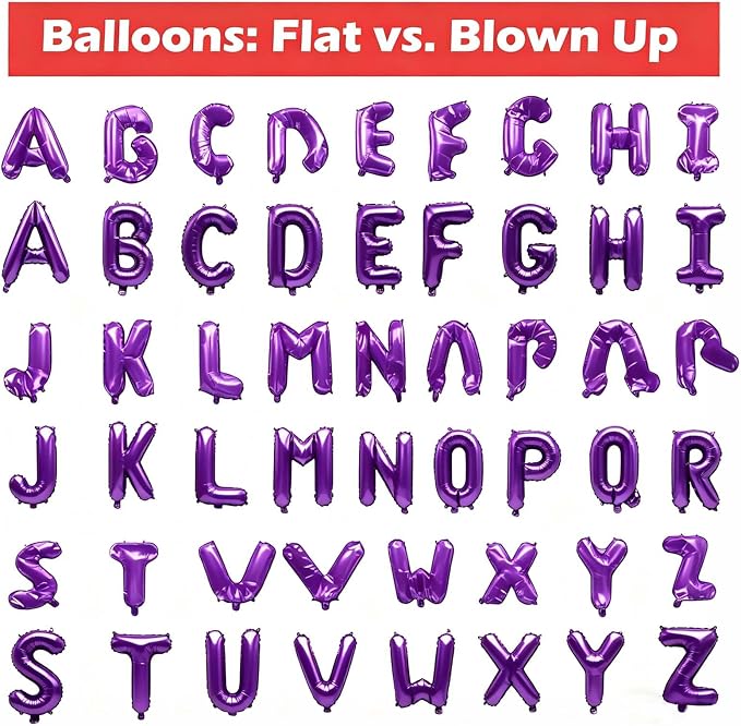 36 Pcs Purple Letter Balloons, Custom A-Z Set - Image 4