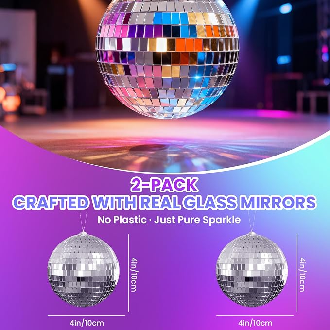 Youdepot Disco Ball 4 Inch 2-Pack, retro parties, classrooms and home decor. - Image 4