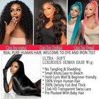30 Inch 13x6 Lace Front Wigs Human Hair Pre Plucked 200 Density Straight Glueless Wig HD Transparent Human Hair Lace Front Wigs with Baby Hair Lace Front Wigs for Women