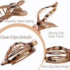 6 Packs Flat Claw Clips for Women, French Tortoise Shell Flat Hair Clip, Matte Hair Claws Clip for Thin Thick Hair, Lay Down Claws Clips, Durable Strong Hold Hair Clip, Gifts Hair Accessories
