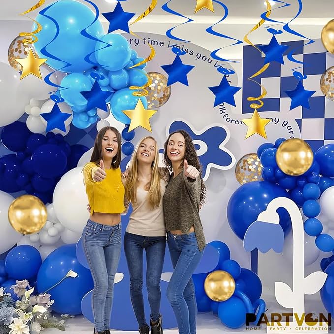 Blue Gold Hanging Swirl Decorations - Image 6