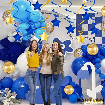 Blue Gold Hanging Swirl Decorations - Image 6