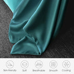 100% Silk Pillow Cases 2 Pack King Size Mulberry Silk Pillowcase for Hair and Skin Set of 2 Highest Grade 6A Silk Soft Breathable Silk Pillow Cases with Hidden Zipper, Teal