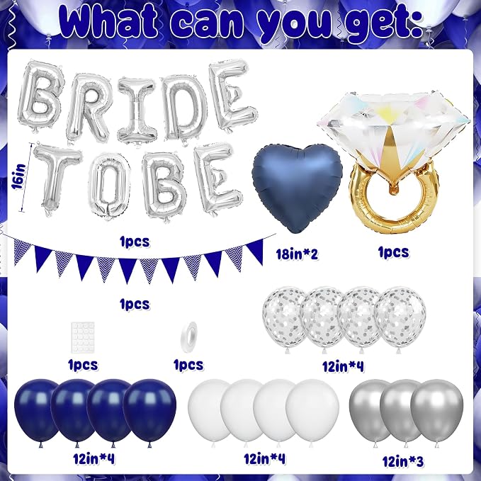Blue Silver Bachelorette Party Decorations - Image 2